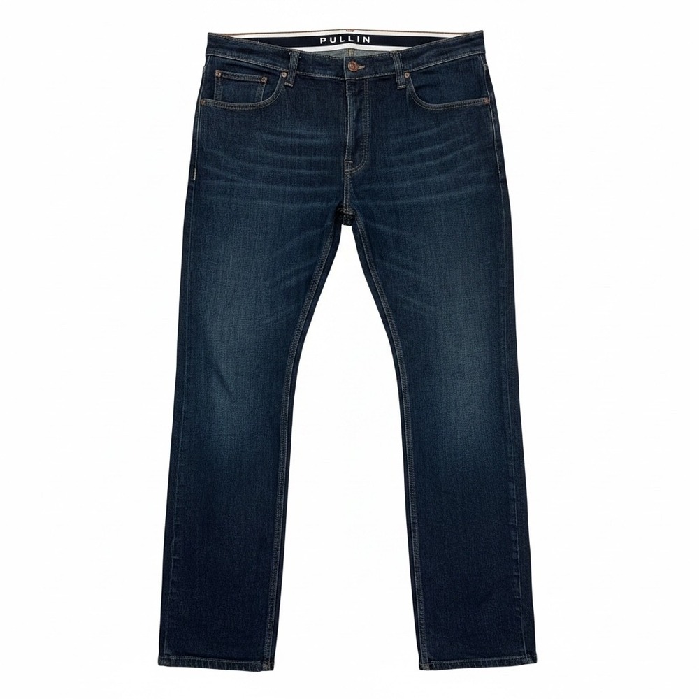 Pullin Dening Jeans Mens XL 38 Dark Blue Stretch Elastic Waist Slim Straight